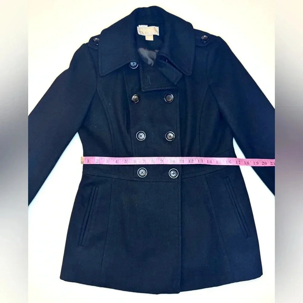 Michael Kors Women’s Black Wool Blend Double Breasted Pea Coat Size - Small